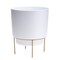 Hopson 14" Casper White Planter w/ Metal Gold Stand Made of Durable Resin, Indoor/Outdoor Use